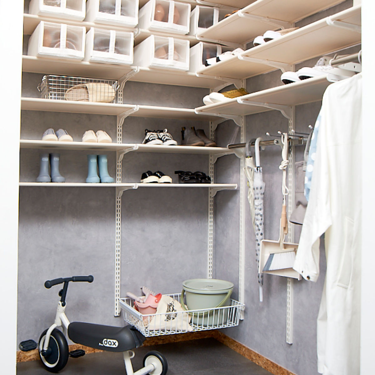 壁面収納 FKスリット 175cm セミロング フィットラック （ 棚柱 支柱