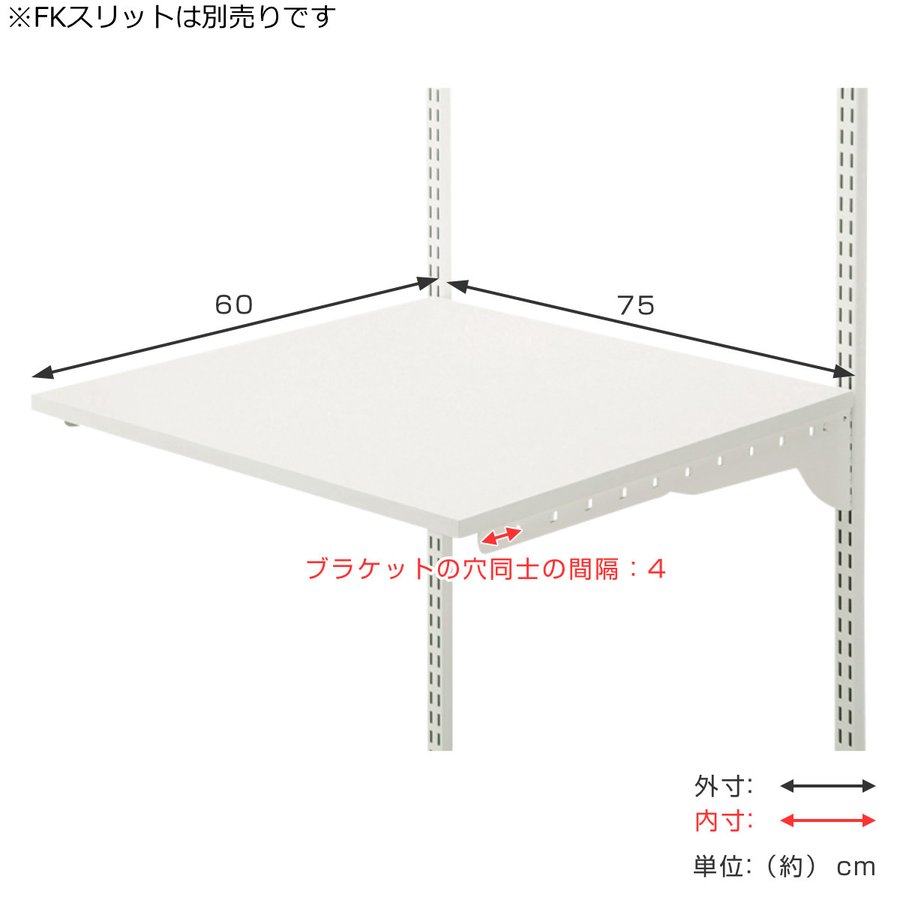 壁面収納 棚 幅75cm 奥行60cm フィットラック TSセット （ 棚板 木製