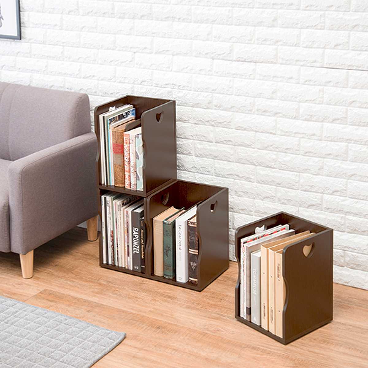 ミニブックスタンド 4個組 積み重ね 仕切り1枚タイプ 幅24.5cm （ 卓上