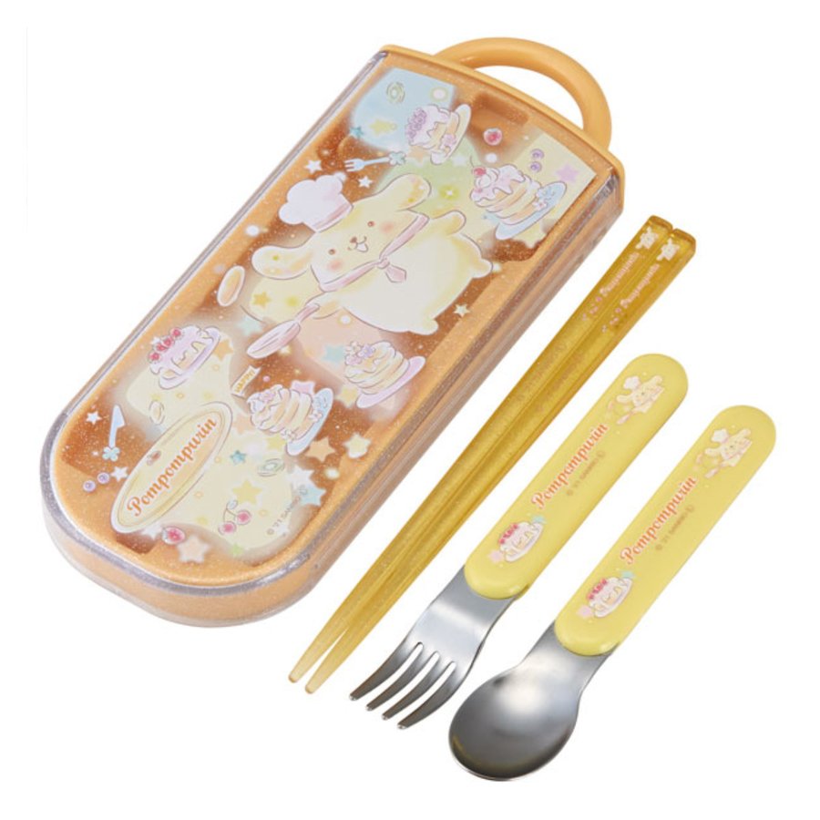 【新品】 台湾限定 プリンくん スプーン・箸・ケース スケーター トリオセット 抗菌 箸 スプーン フォーク ポムポムプリン