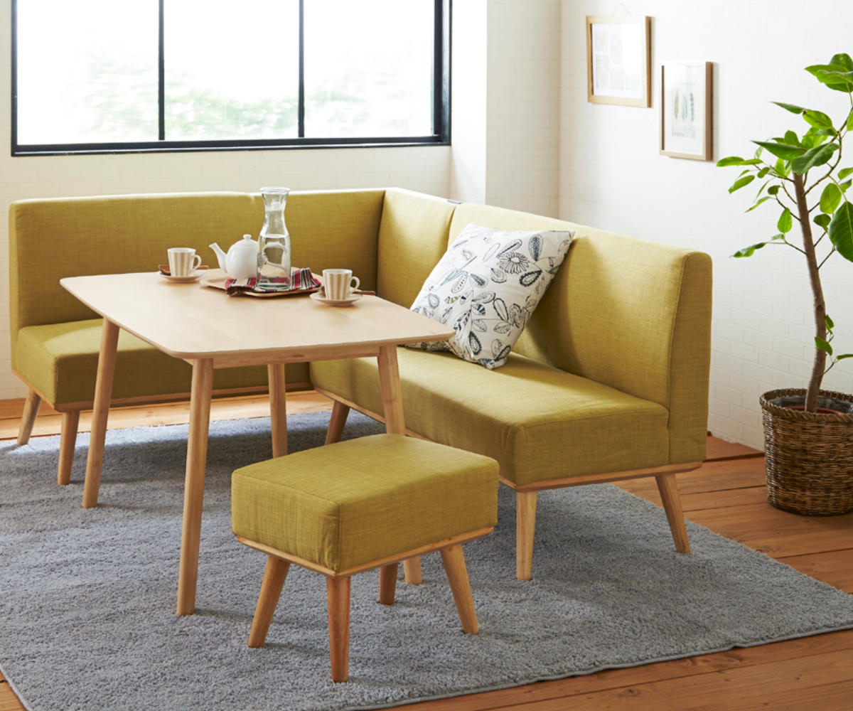 ソファ テーブル 3点セット 右カウチ L字 木製 ファブリック