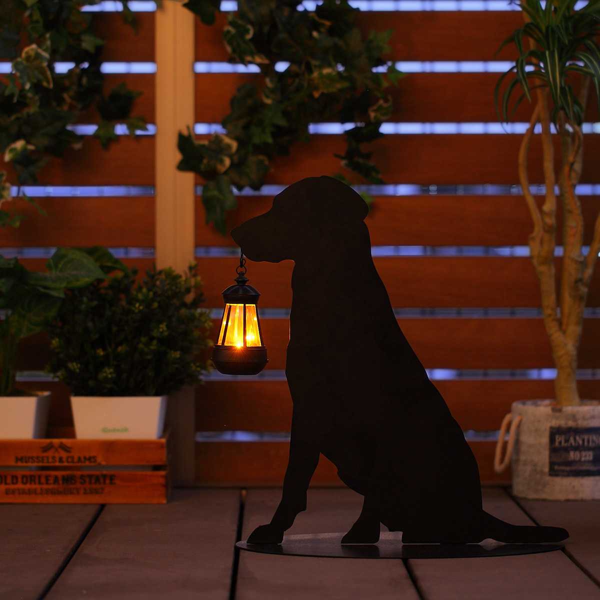 ソーラーライト シルエットソーラー ドッグ （ LED 犬 シルエット 