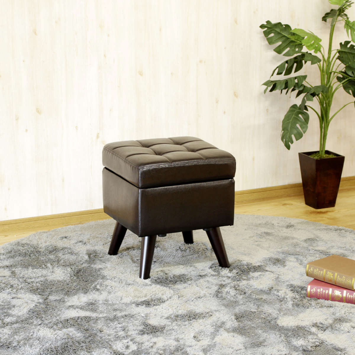 スツール 収納付き 幅40cm 高さ45cm レザー調 （ オットマン 脚