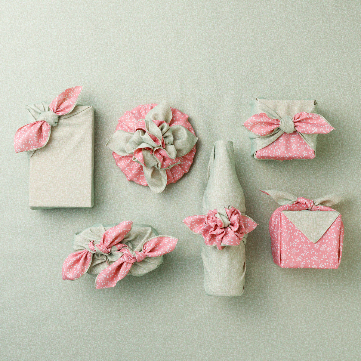 山田繊維 風呂敷 90cm 90リバーシブル 鮫 ワカバ/ピンク （ ふろしき