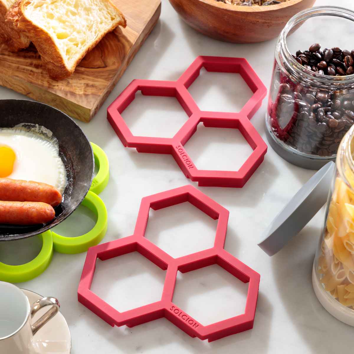 イケックス工業 鍋敷き シリコン製 2WAY Tangle Pot Stand ハニー