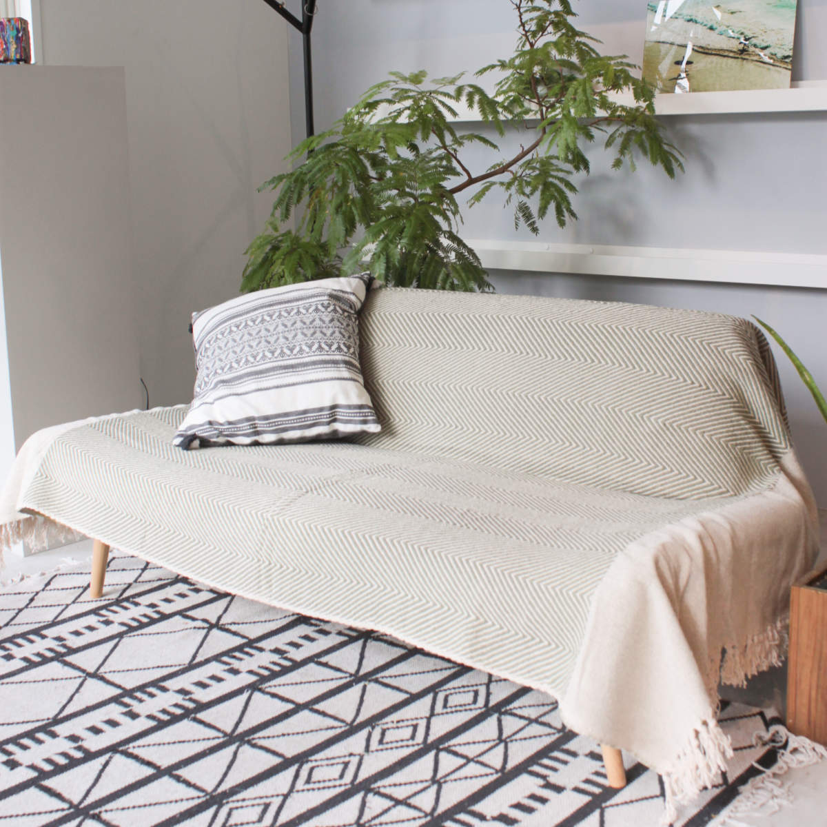 マルチカバー コットンスロー ウェーブ 140×200cm （ 長方形 おしゃれ