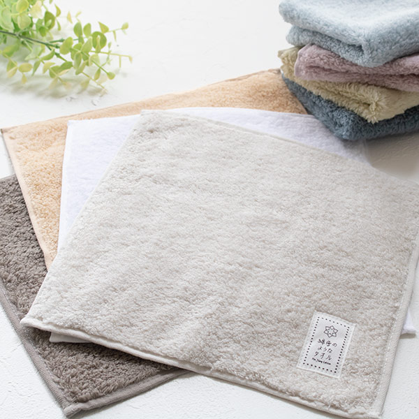 ミニタオル 25×25cm 綿雪のようなタオル ベルベットカラー （ タオル