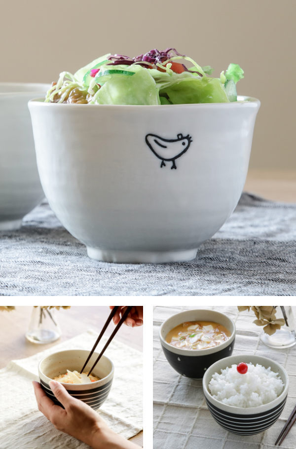 丼ぶり 13cm 小丼 トリのお散歩 磁器 美濃焼 日本製 （ 食洗機対応