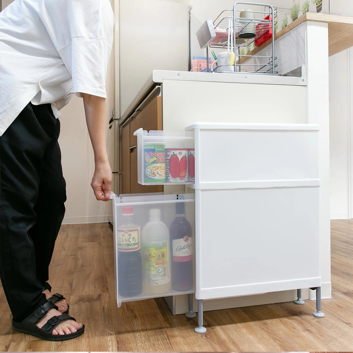 吉川国工業所 隙間収納 洗面所 段差をまたげる隙間ストッカー 2段 幅