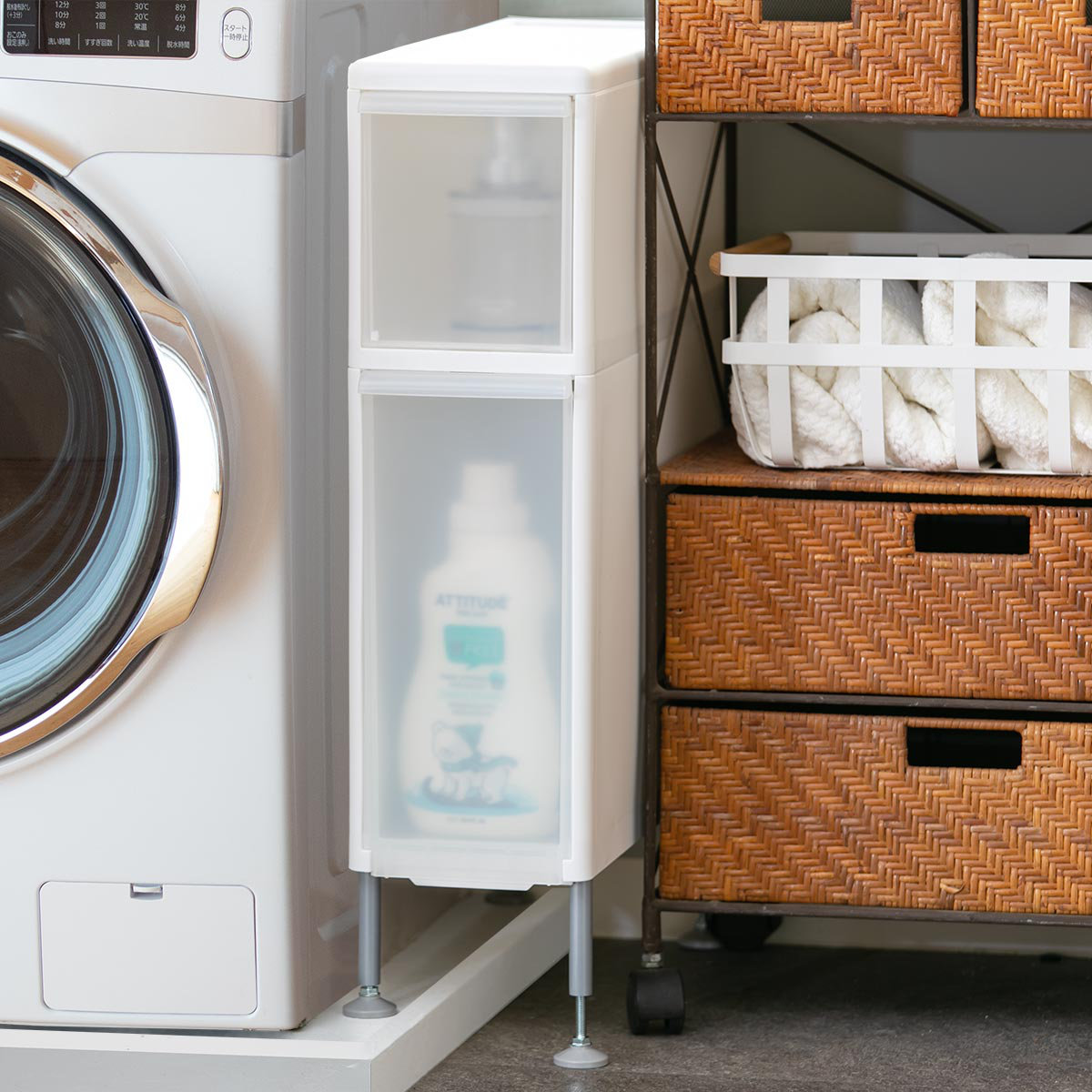 吉川国工業所 隙間収納 洗面所 段差をまたげる隙間ストッカー 2段 幅