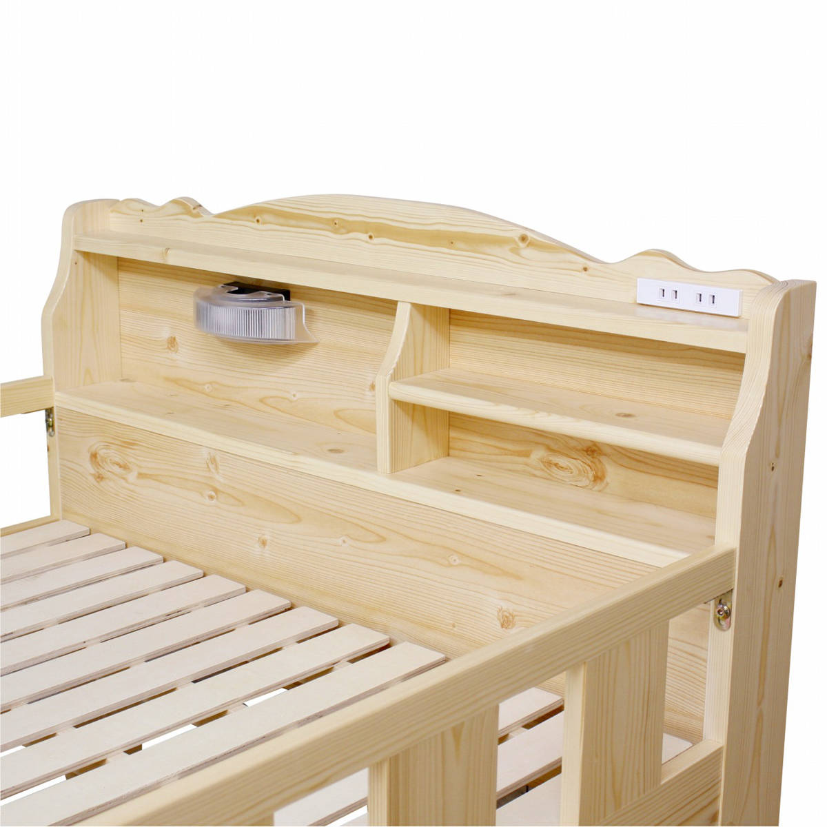 ロフトベッド 木製 はしご コンセント ライト付き 宮付 （ ベッド
