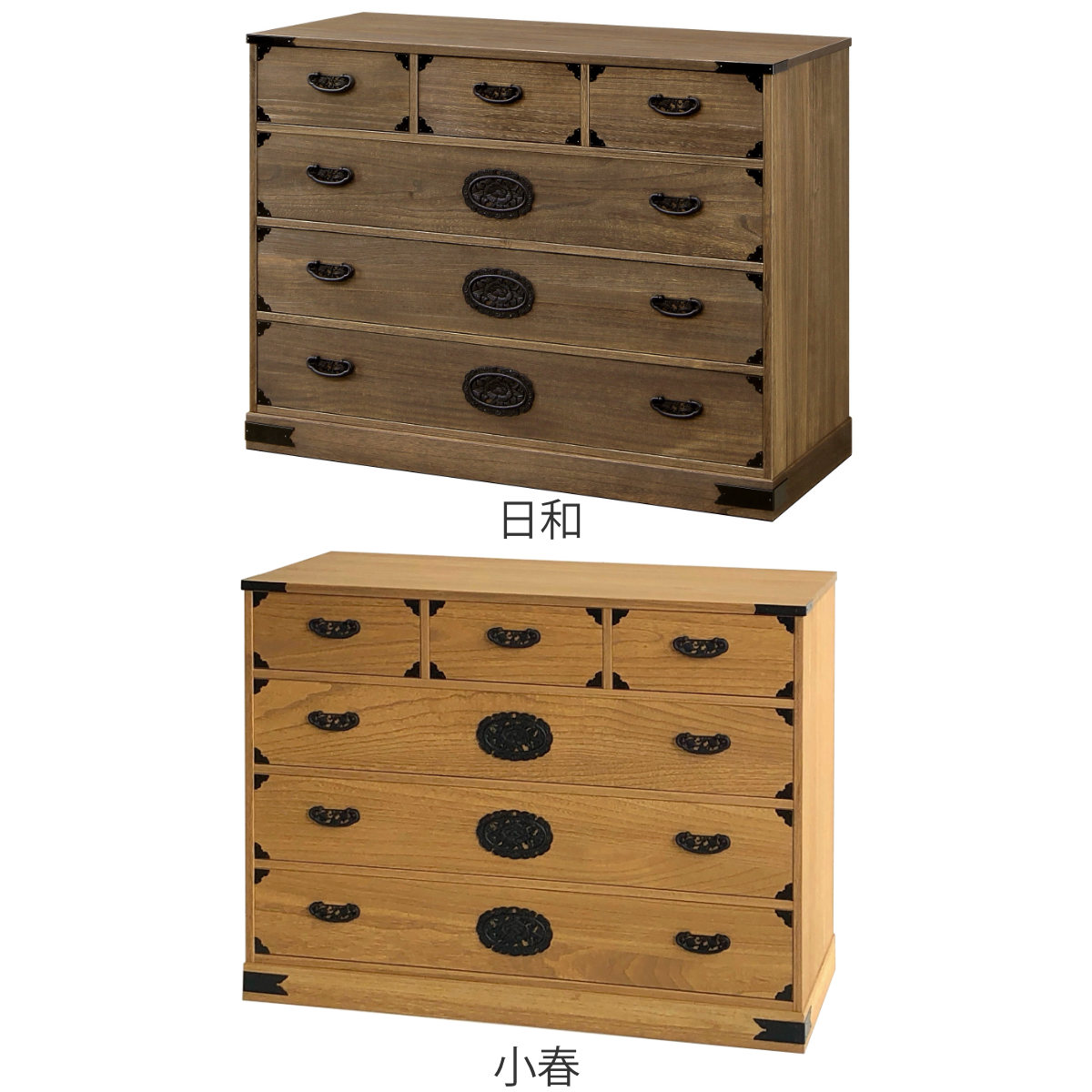 マーゼルン 総桐 民芸たんす 幅100cm 4段 焼桐調オイル仕上げ （ 桐