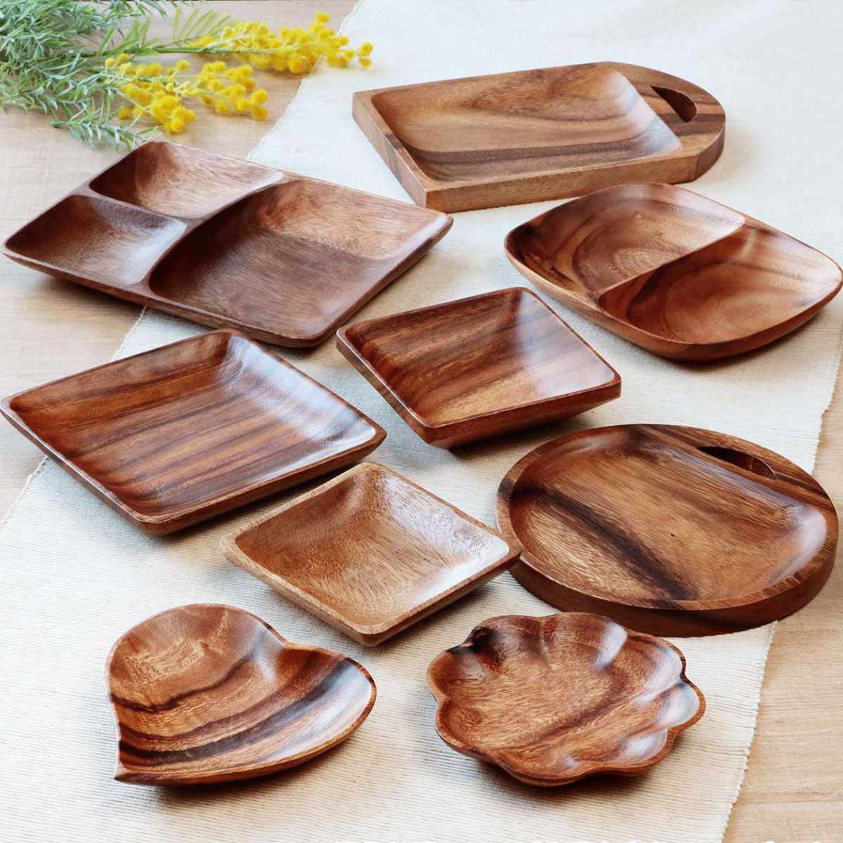 プレート 15cm クローバー アカシア製 食洗機対応 （ 食器 木製食器