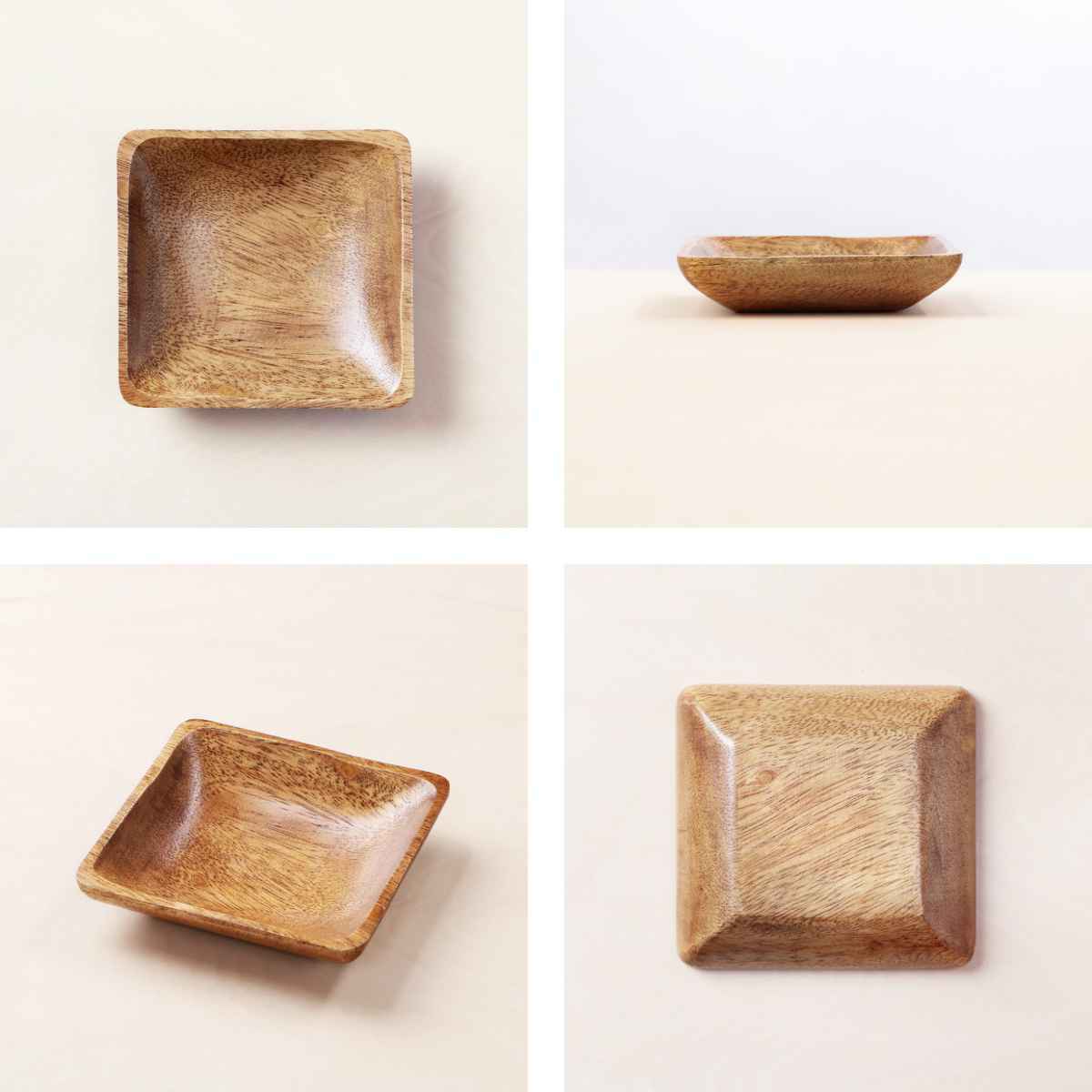 プレート 12.5cm S スクエア アカシア製 食洗機対応 4枚セット （ 食器