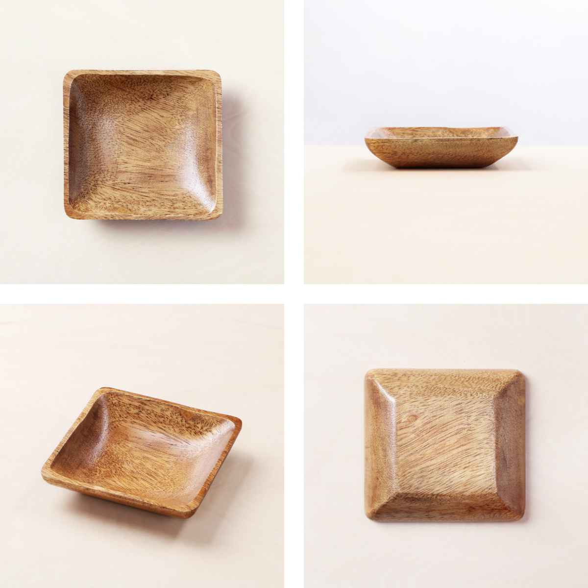 プレート 12.5cm S スクエア アカシア製 食洗機対応 4枚セット （ 食器