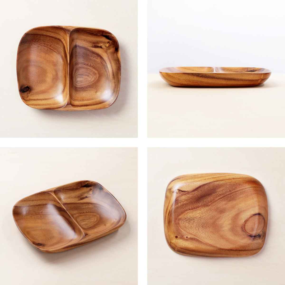 ランチプレート 21cm アカシア製 食洗機対応 4枚セット （ 食器 木製