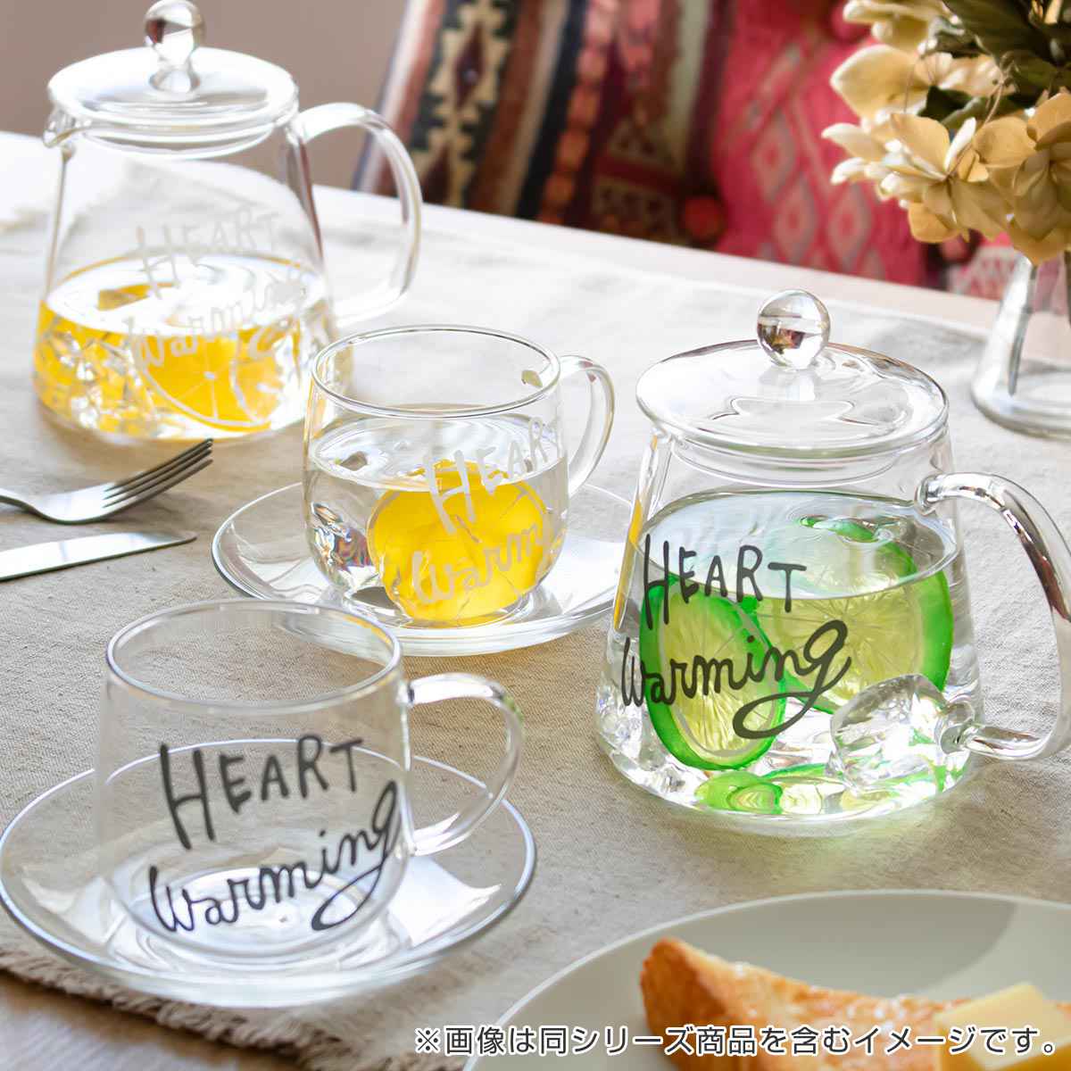 ティーポット 560ml HEART Warming 耐熱ガラス （ 電子レンジ対応