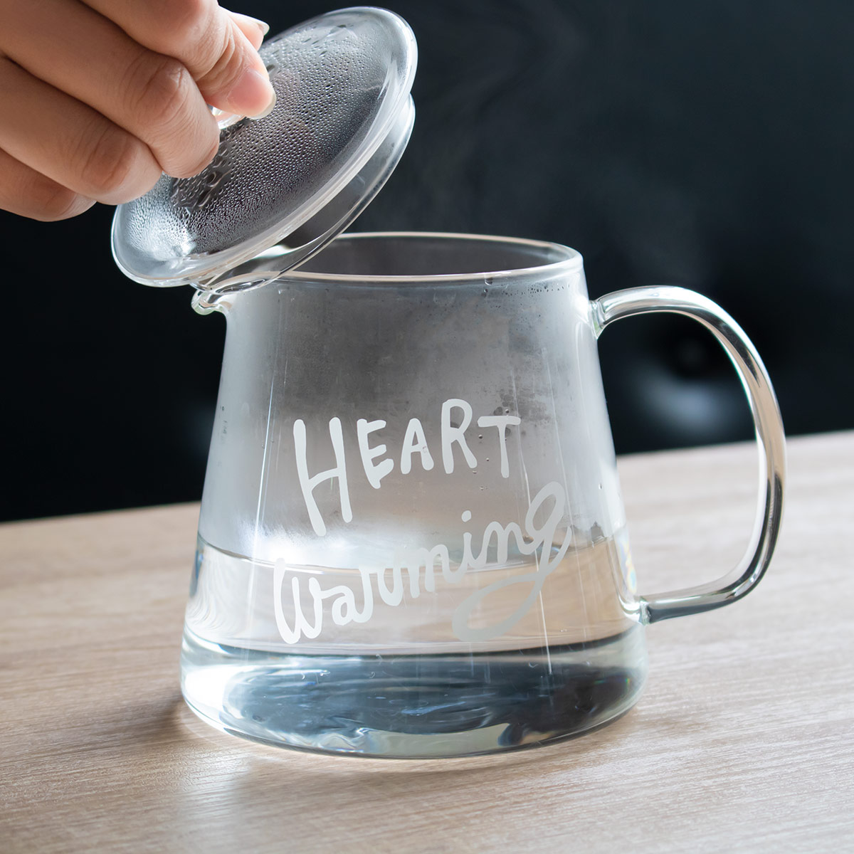 ティーポット 560ml HEART Warming 耐熱ガラス （ 電子レンジ対応