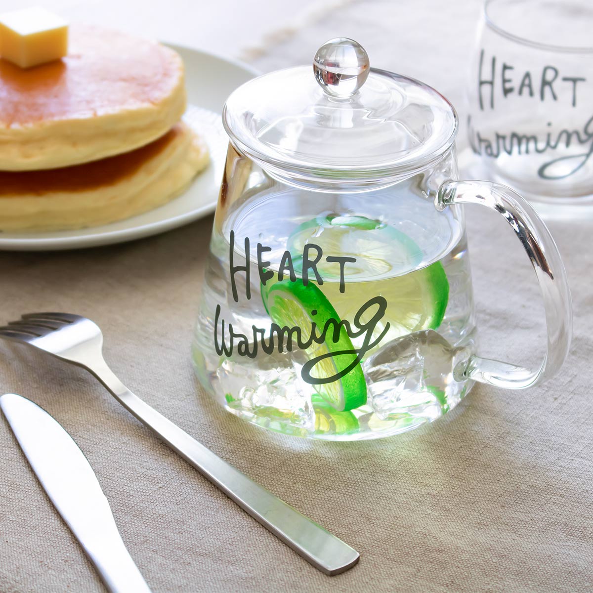 ティーポット 560ml HEART Warming 耐熱ガラス （ 電子レンジ対応
