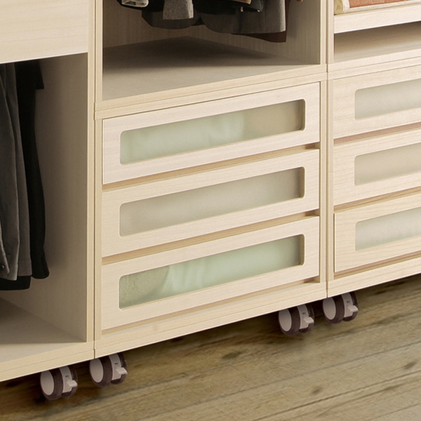 チェスト 窓付き3段 桐製 マルチクローゼット収納 約幅76cm （ 収納