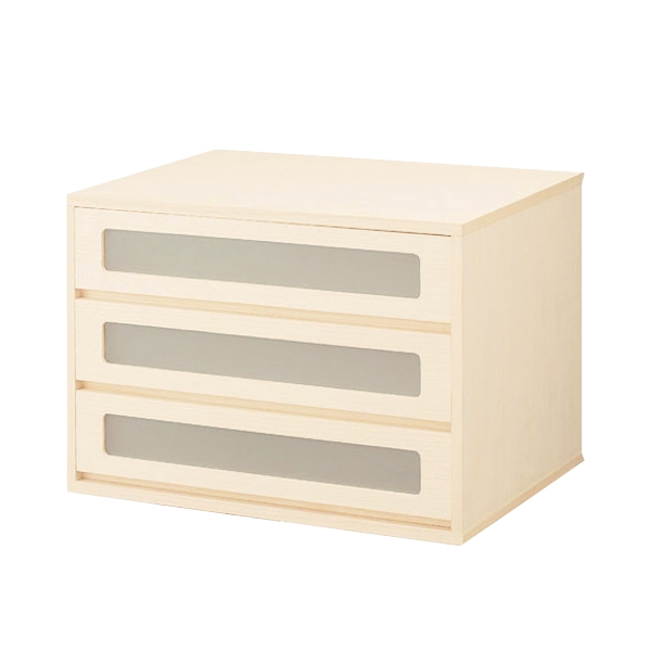 チェスト 窓付き3段 桐製 マルチクローゼット収納 約幅76cm （ 収納