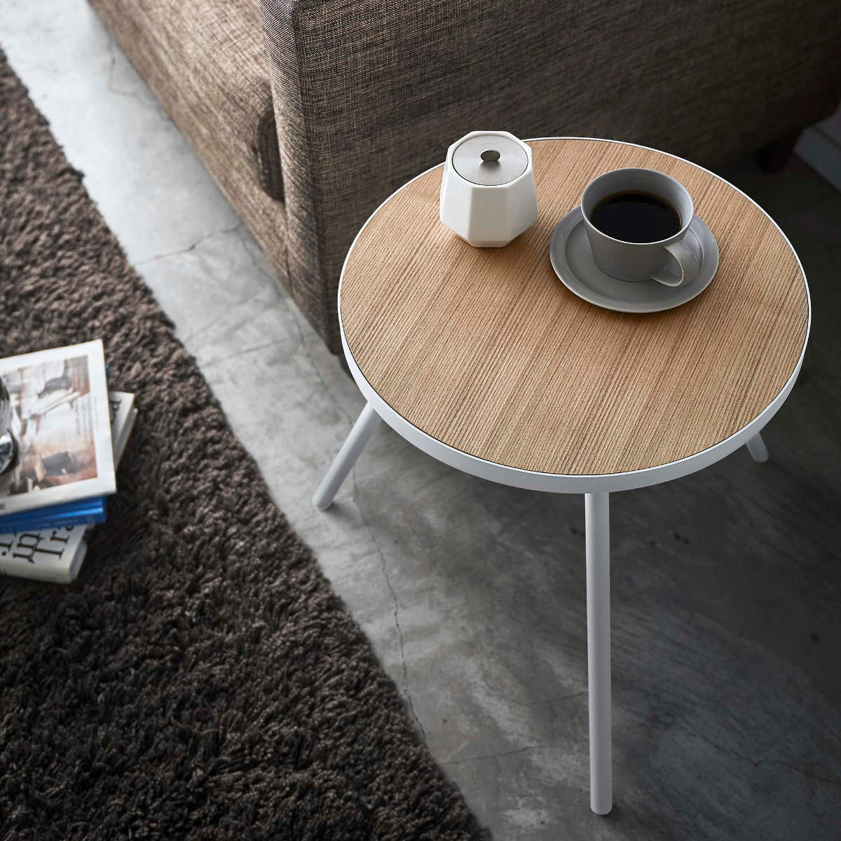 circle cafe table 丸 テーブル デスク サイド 小さな 山崎実業 tower サイドテーブル 丸型 高さ50cm 木製 スチール