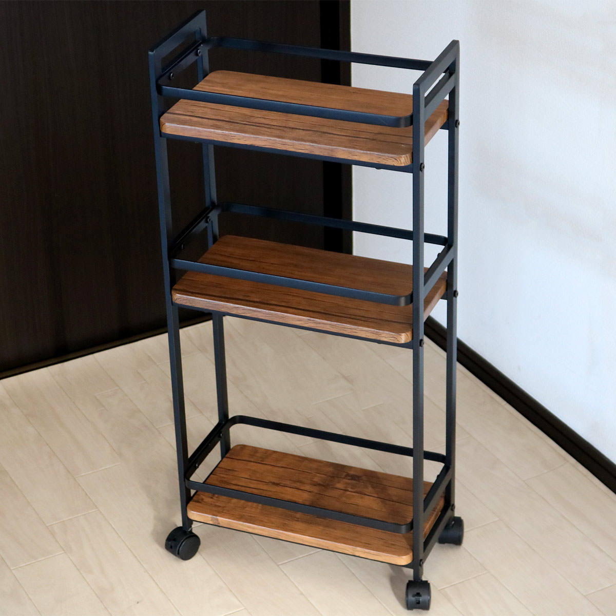 弘益 キッチンワゴン 幅39cm 3段 スリム ヴィンテージ調 （ キッチン