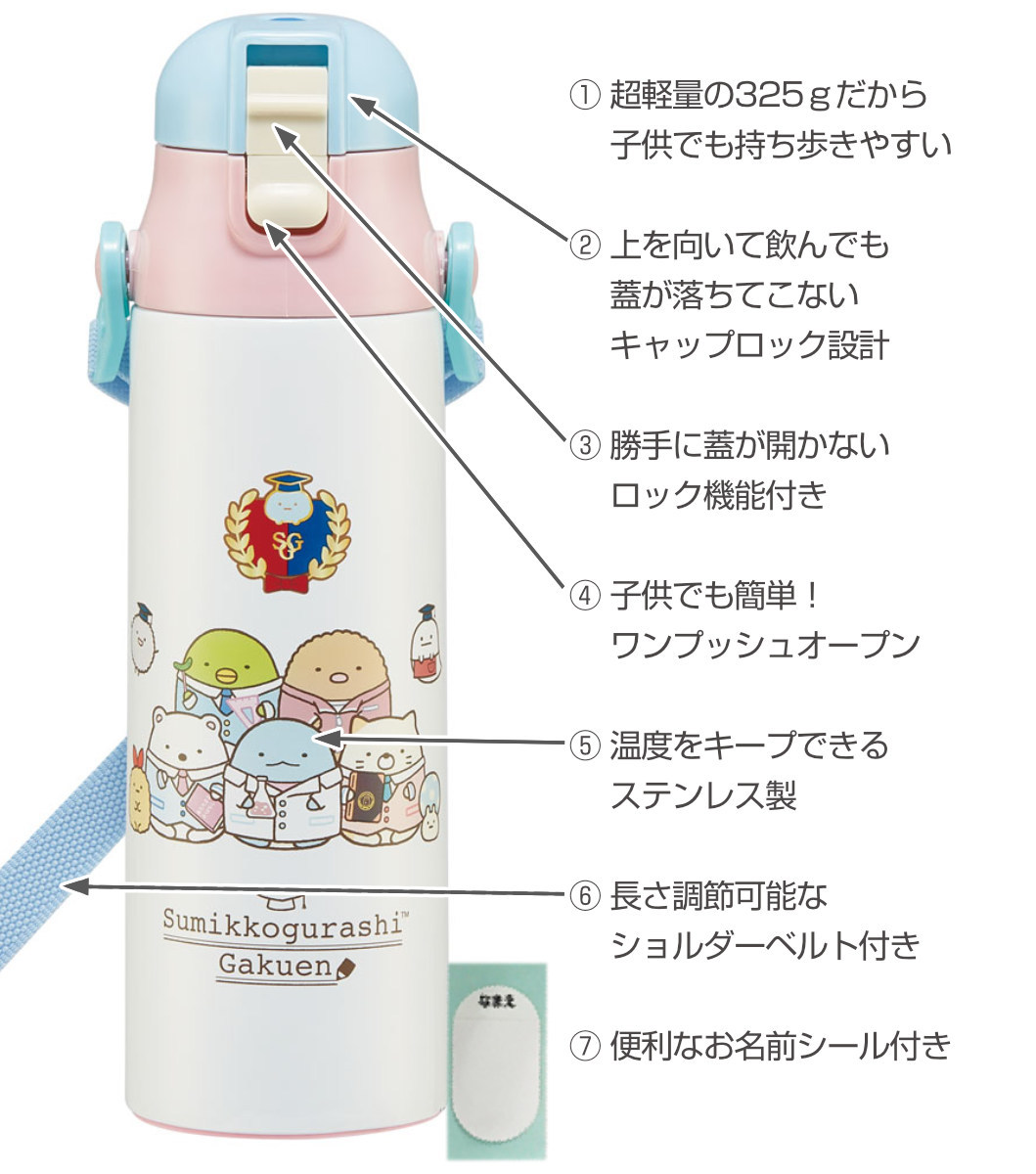 水筒 580ml ステンレス 直飲み 軽量 すみっコぐらし 学園 ( 保冷 水筒 580ml ステンレス 直飲み 軽量 すみっコぐらし 学園 ( 保冷