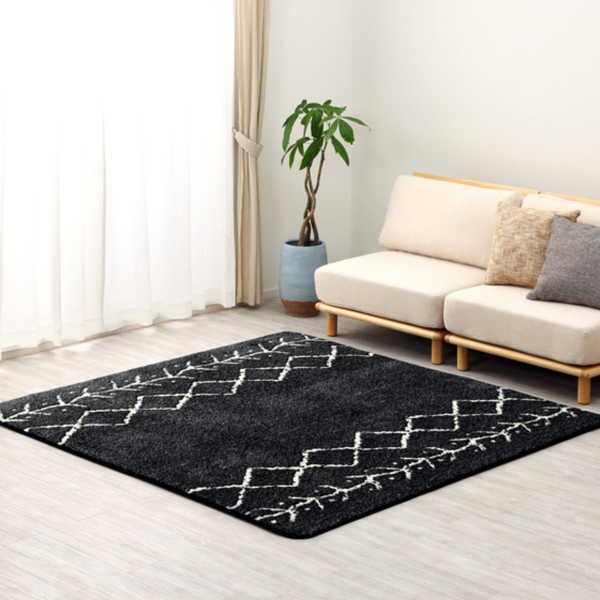 ラグ 185×185cm 先染めふっくらラグ ベニワレン （ カーペット 絨毯
