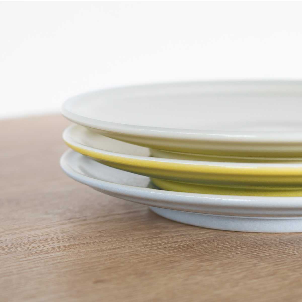 クリーム色 平皿 2枚セット 皿 プレート 14cm シエル 磁器 美濃焼 同色5枚セット （ 食洗機対応
