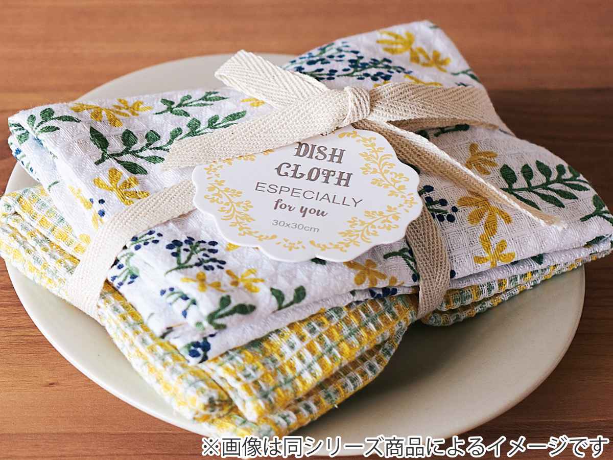 キッチンクロス 2枚入 綿100％ 正方形 30cm アップル 花柄 （ 布巾