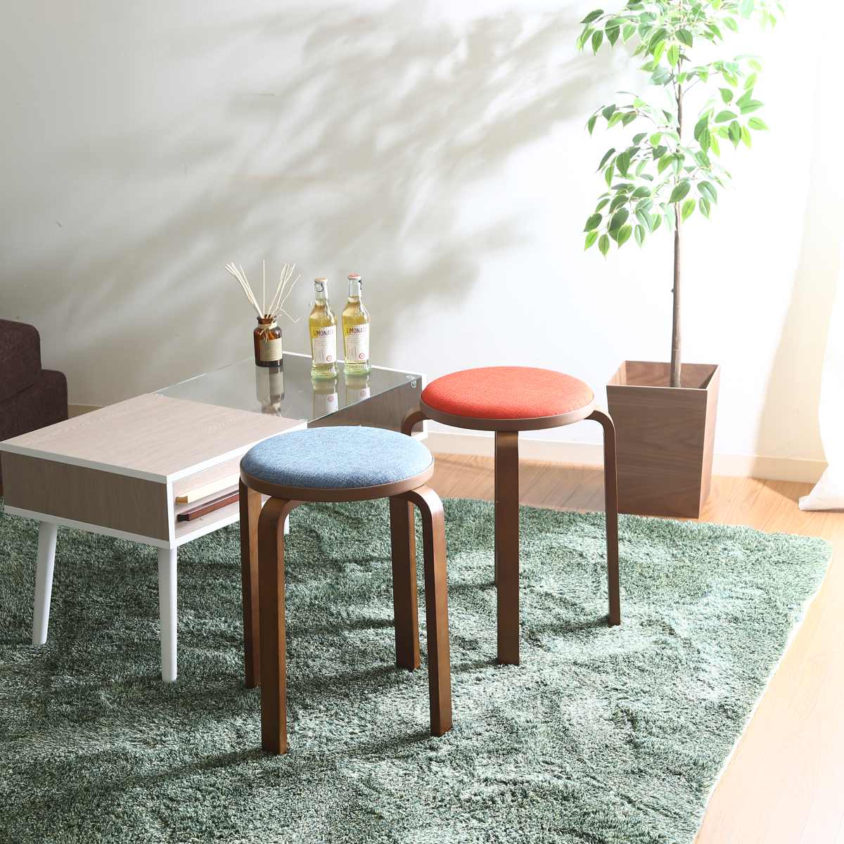 不二貿易（Fuji Boeki） スツール 木製 高さ47cm スタッキング 曲木 円