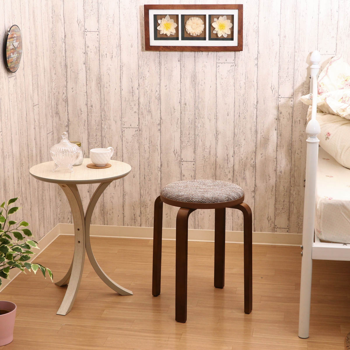 不二貿易（Fuji Boeki） スツール 木製 高さ47cm スタッキング 曲木 円