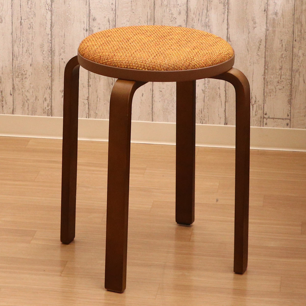 不二貿易（Fuji Boeki） スツール 木製 高さ47cm スタッキング 曲木 円