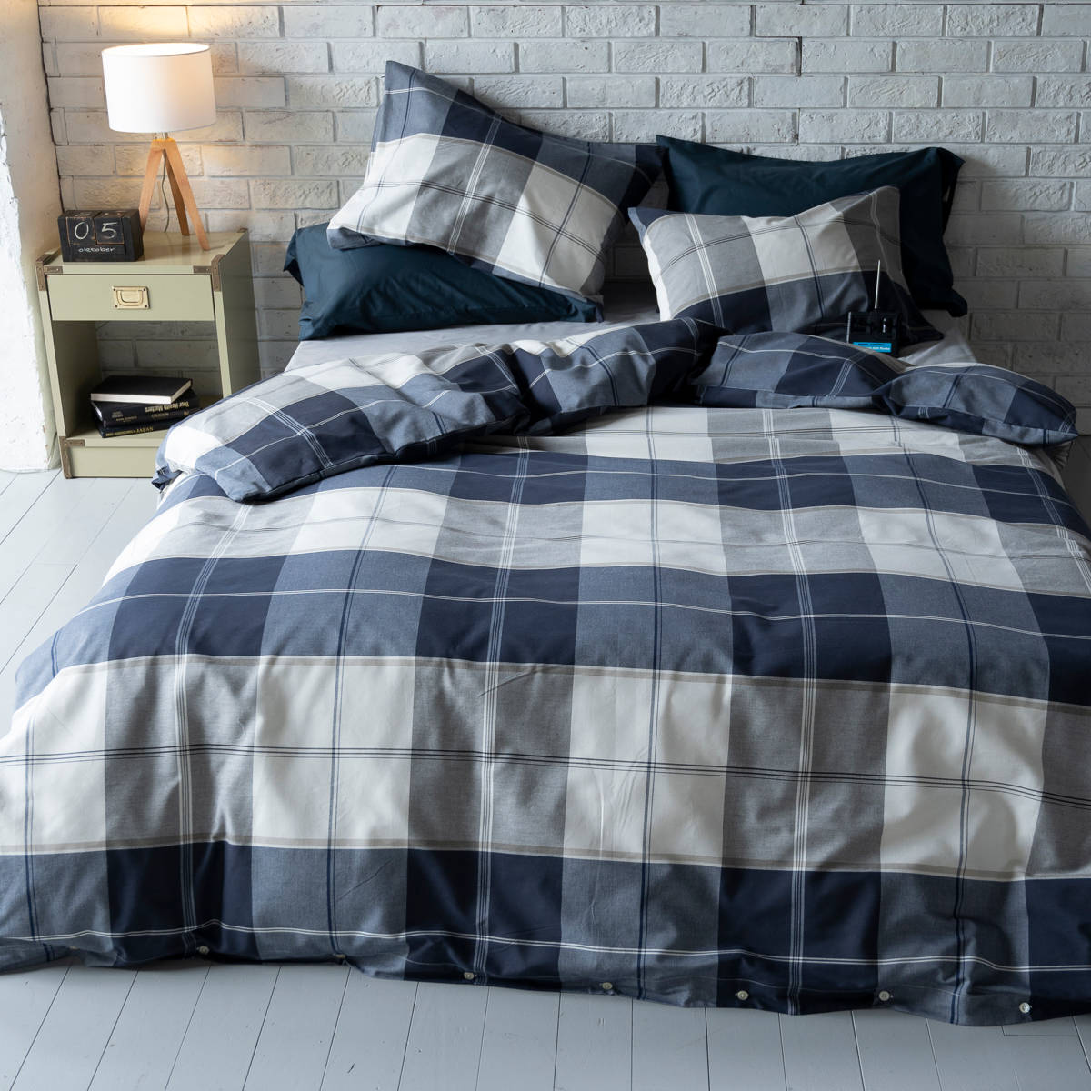 掛け布団カバー Fab the Home ダブル アクロス 綿100％ チェック柄