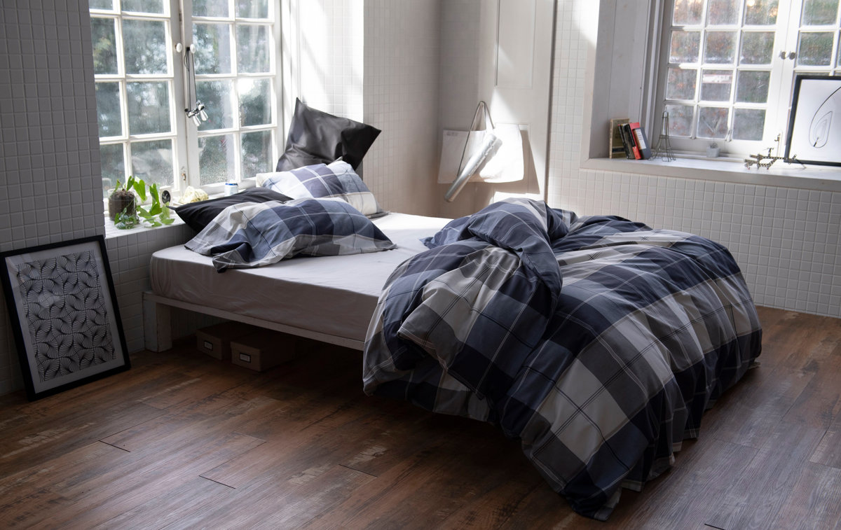 掛け布団カバー Fab the Home ダブル アクロス 綿100％ チェック柄
