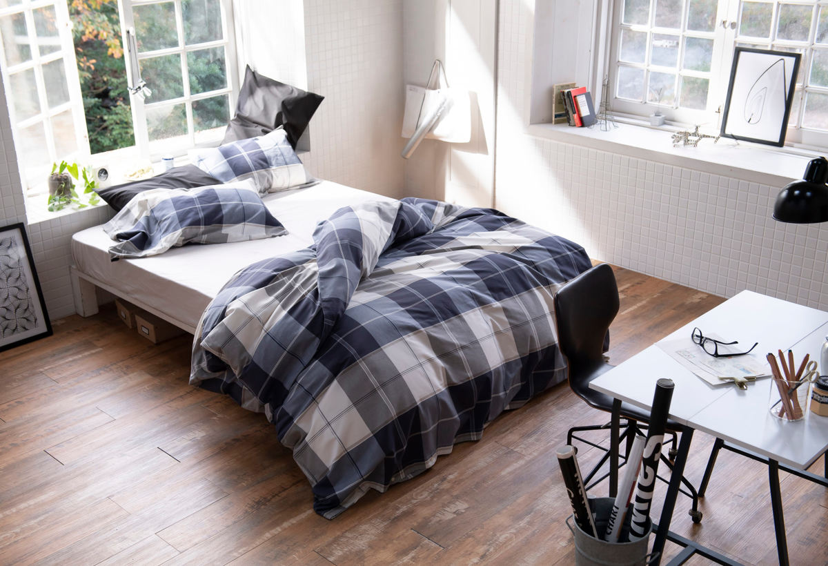 掛け布団カバー Fab the Home ダブル アクロス 綿100％ チェック柄