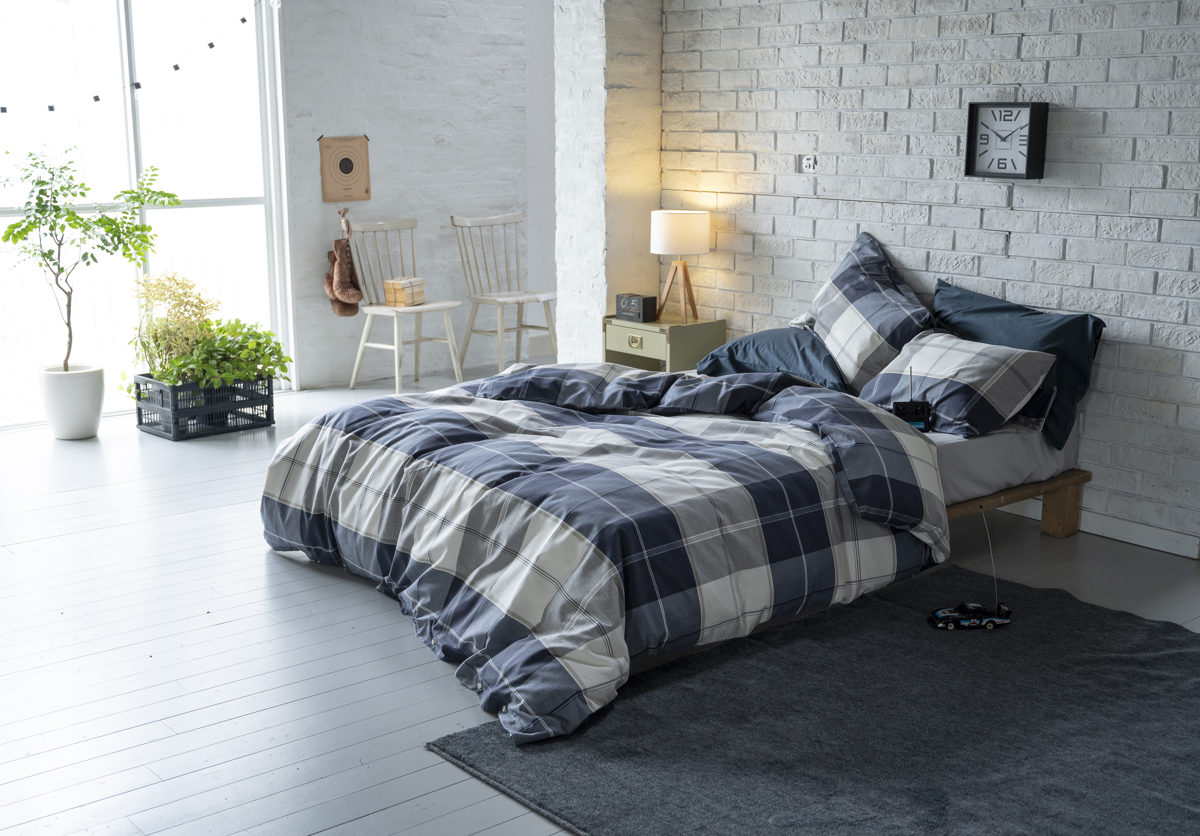 掛け布団カバー Fab the Home ダブル アクロス 綿100％ チェック柄