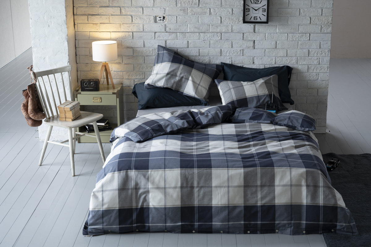 掛け布団カバー Fab the Home ダブル アクロス 綿100％ チェック柄