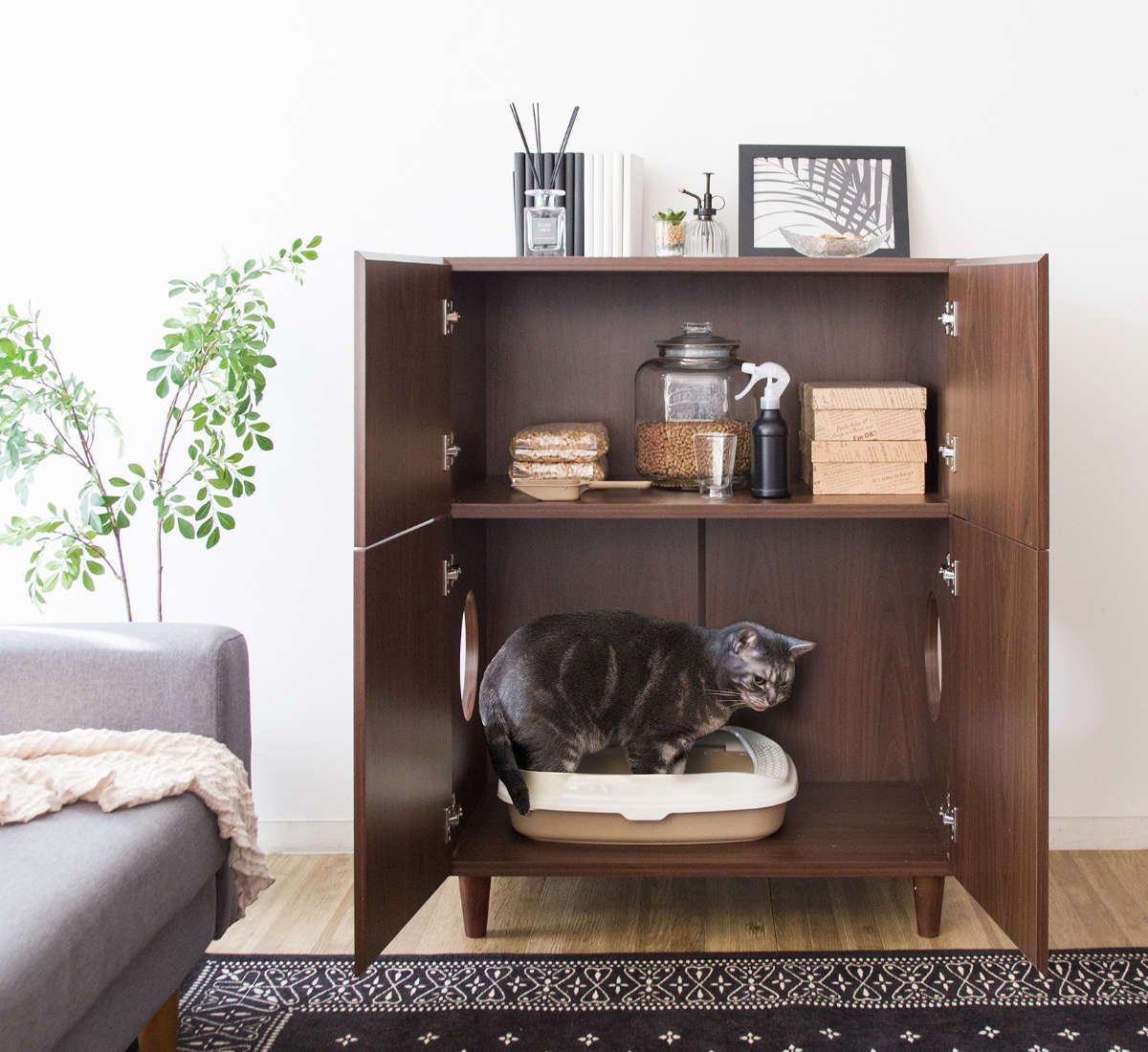 宮武製作所 キャットトイレクローゼット 幅75cm 4枚扉 収納付き