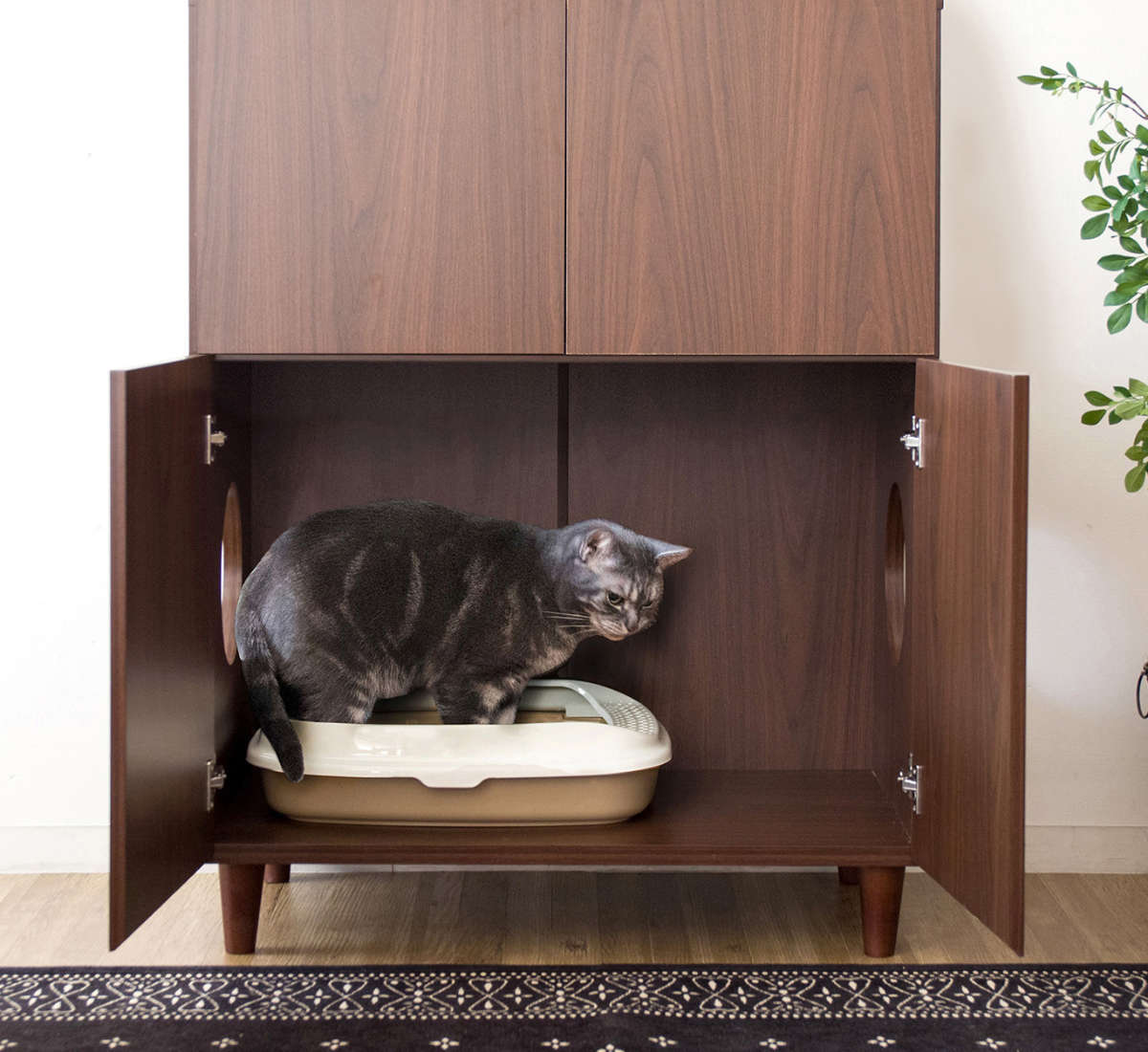 宮武製作所 キャットトイレクローゼット 幅75cm 4枚扉 収納付き