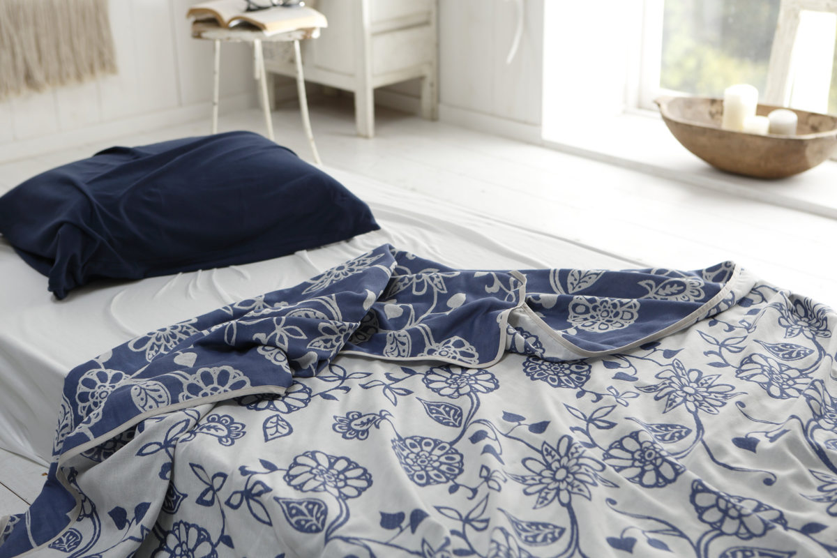ガーゼケット Fab the Home シングル エイジア 花柄 綿100