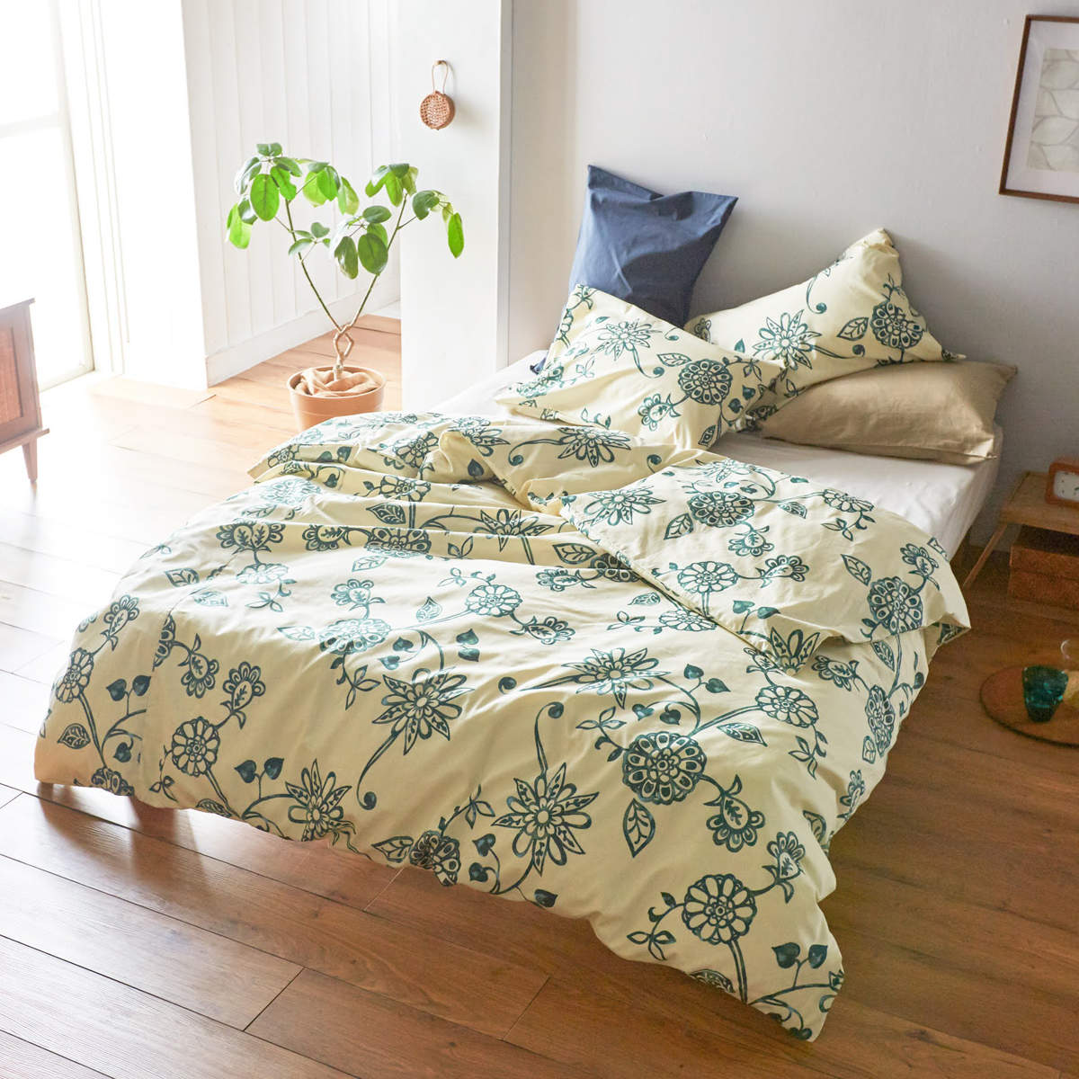 枕カバー Fab the Home 43×63cm用 エイジア 花柄 綿100％ （ ピロー