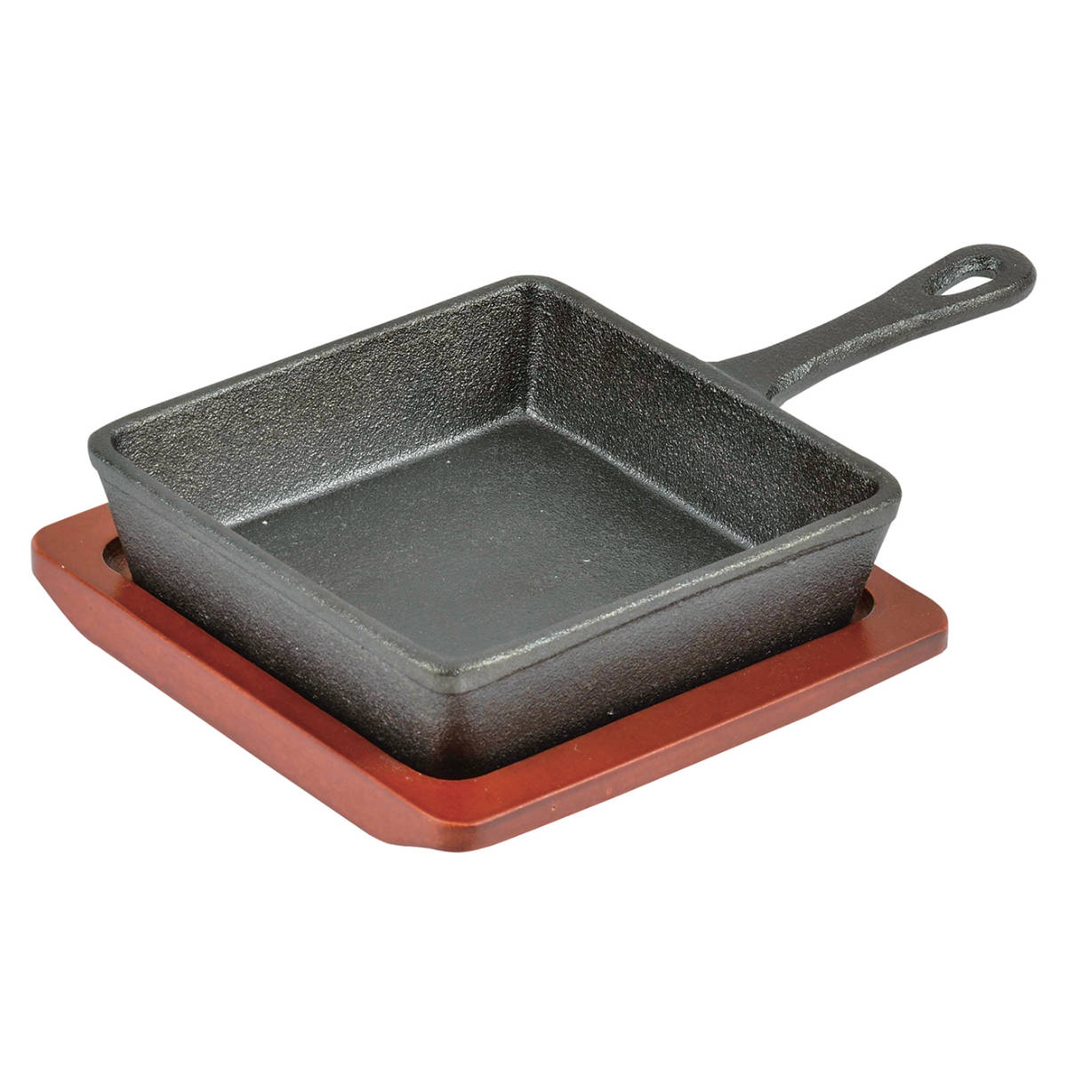 スキレット 13x13cm 角型 スプラウト 鉄鋳物 木製プレート付き （ ガス