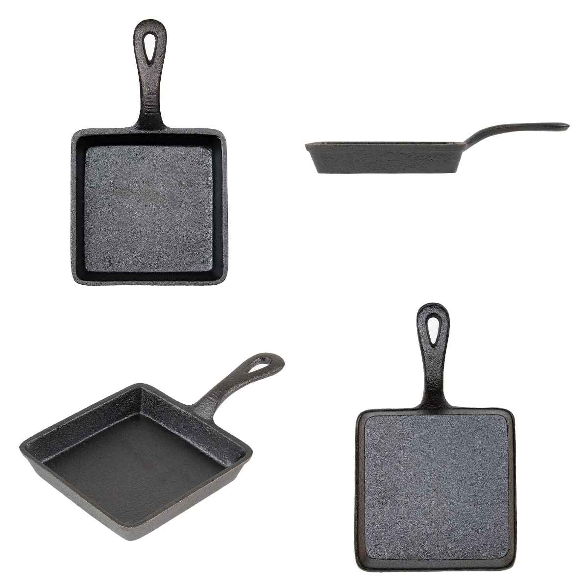 スキレット 13x13cm 角型 スプラウト 鉄鋳物 木製プレート付き （ ガス