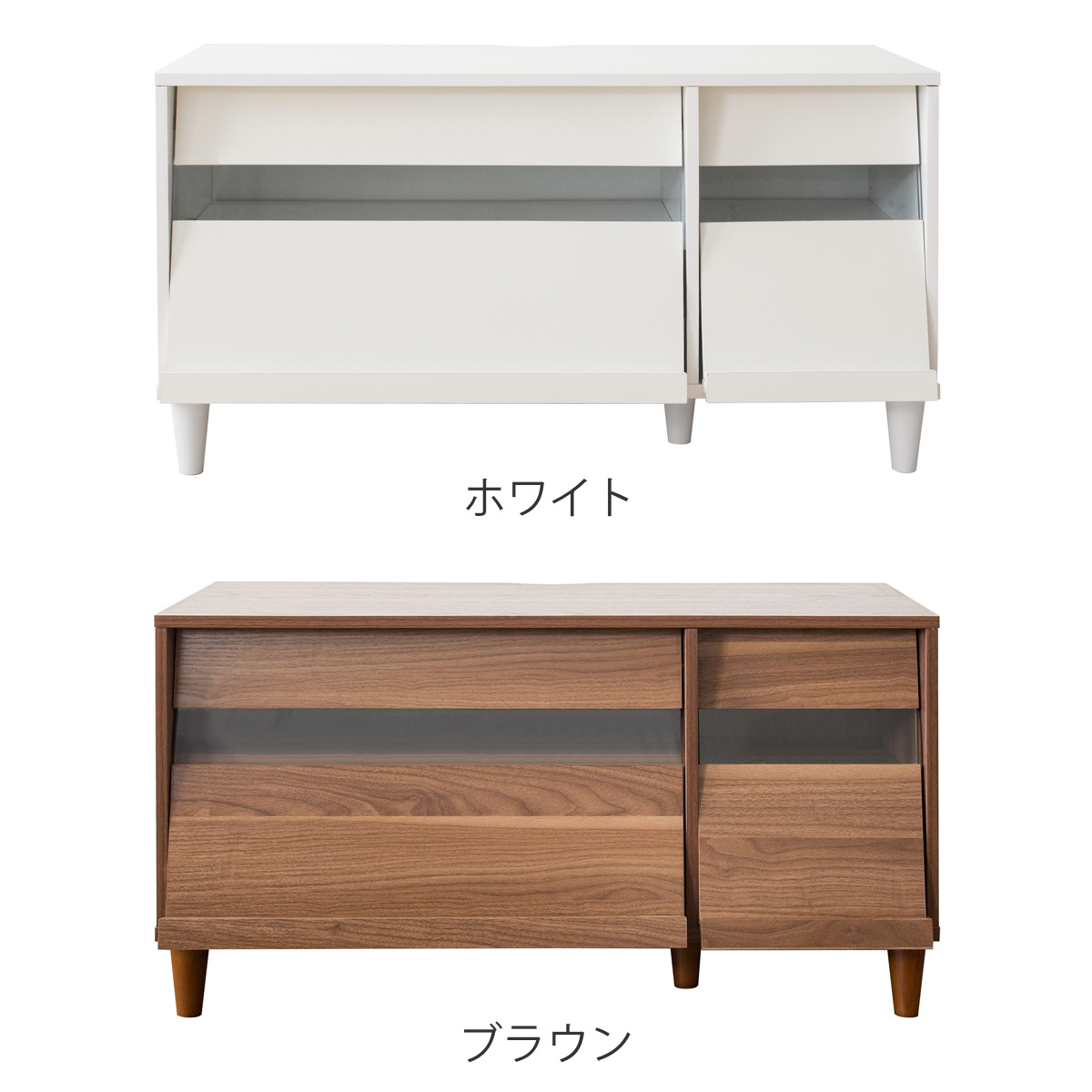 テレビ台 北欧風 フラップ扉 スライド棚付 幅95cm （ テレビボード TV