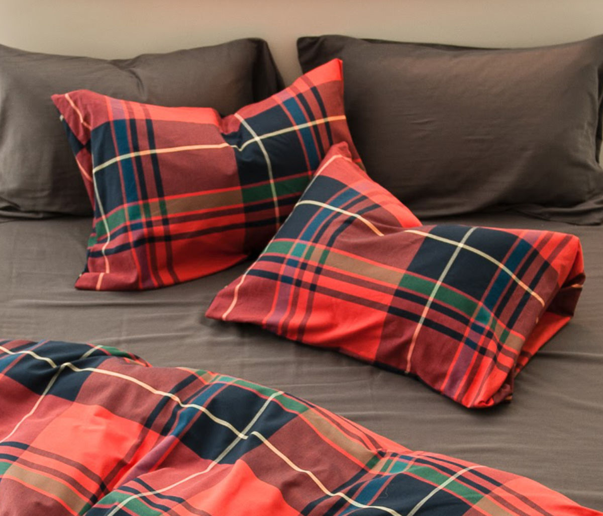 枕カバー Fab the Home 43×63cm用 ハイランド チェック柄 綿100