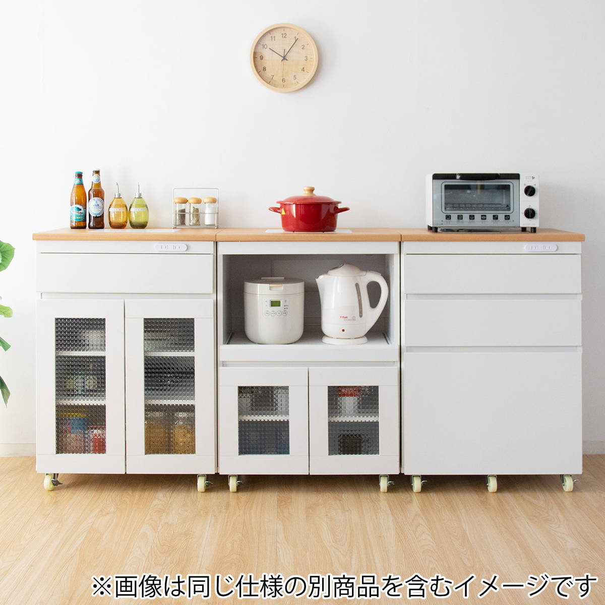 宮武製作所 キッチンチェスト 幅60.2cm 3段 カントリー調 タイルトップ