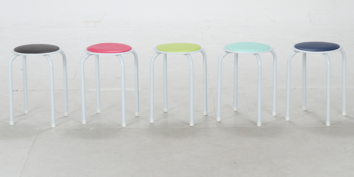 不二貿易（Fuji Boeki） 丸椅子 12脚セット カラフル 高さ45cm