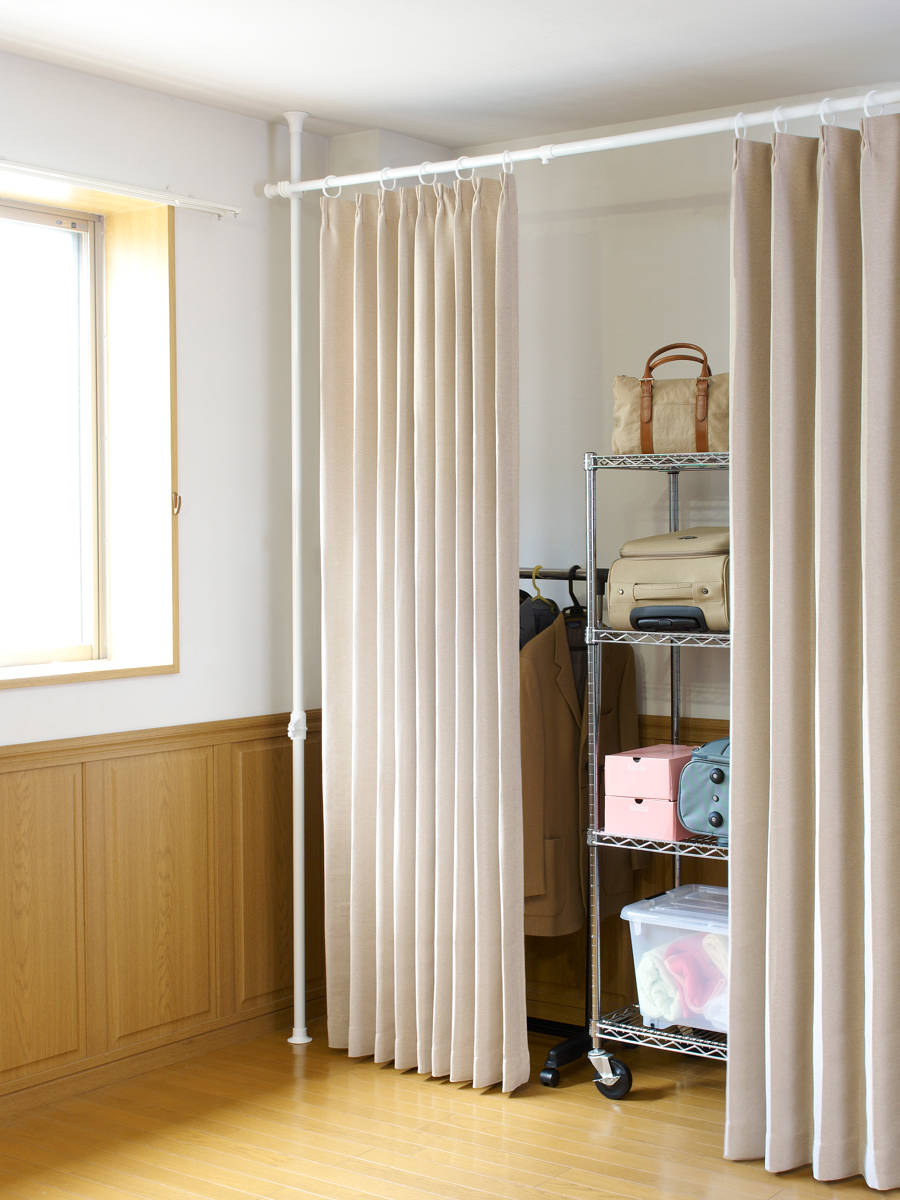 突っ張り棒 カーテンレール ワンタッチ 幅105〜180cm （ カーテン